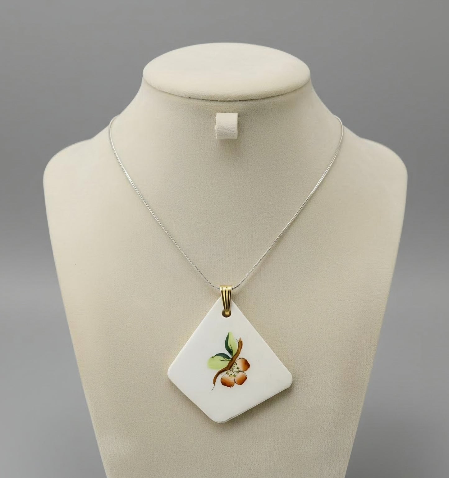 Pansy pattern pendant - upcycled