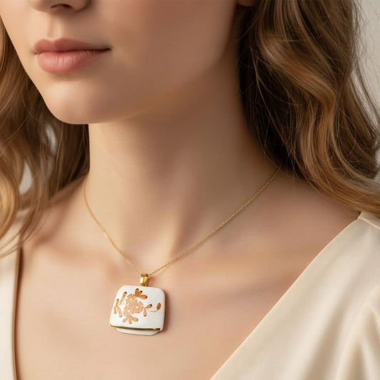 Orange Floral pattern pendant