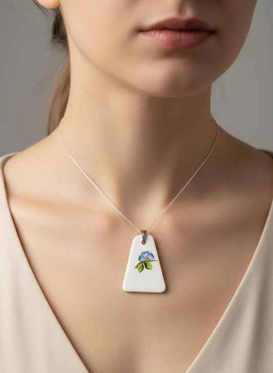 Blue Pansy Floral pattern pendant