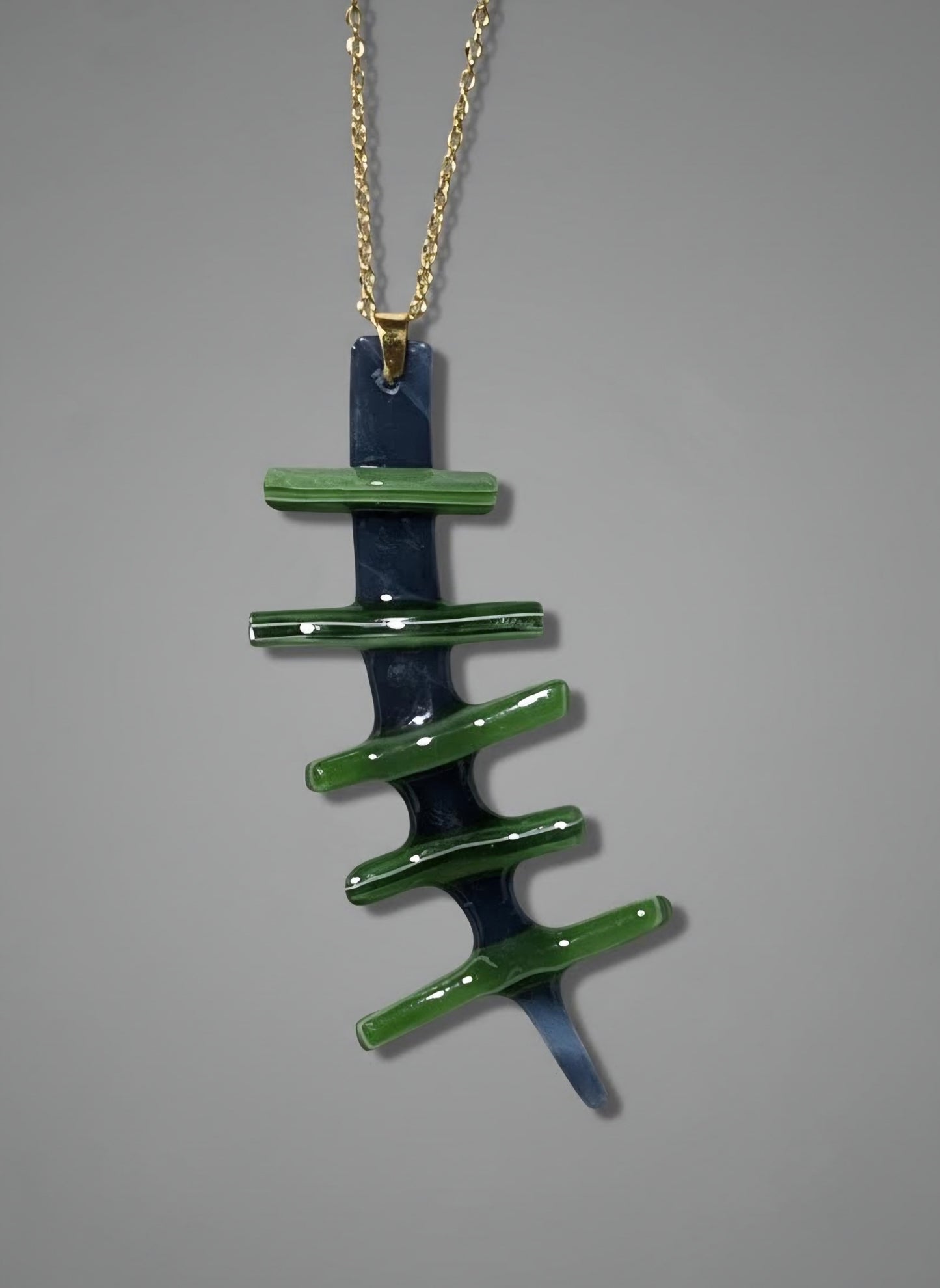 "Fish-bone" fused glass pendant