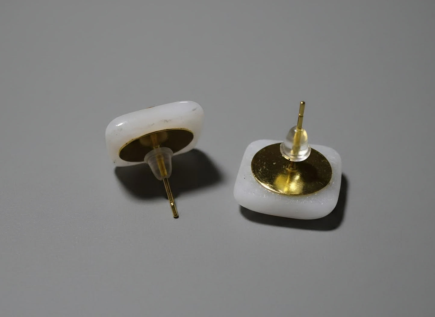 "Golden squares" fused glass earrings