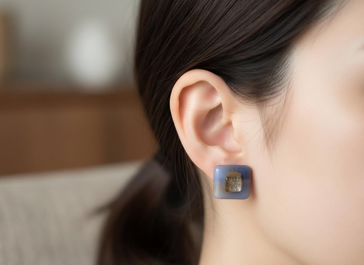 "Midnight sky" fused glass earrings