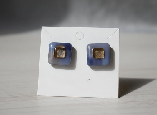 "Midnight sky" fused glass earrings