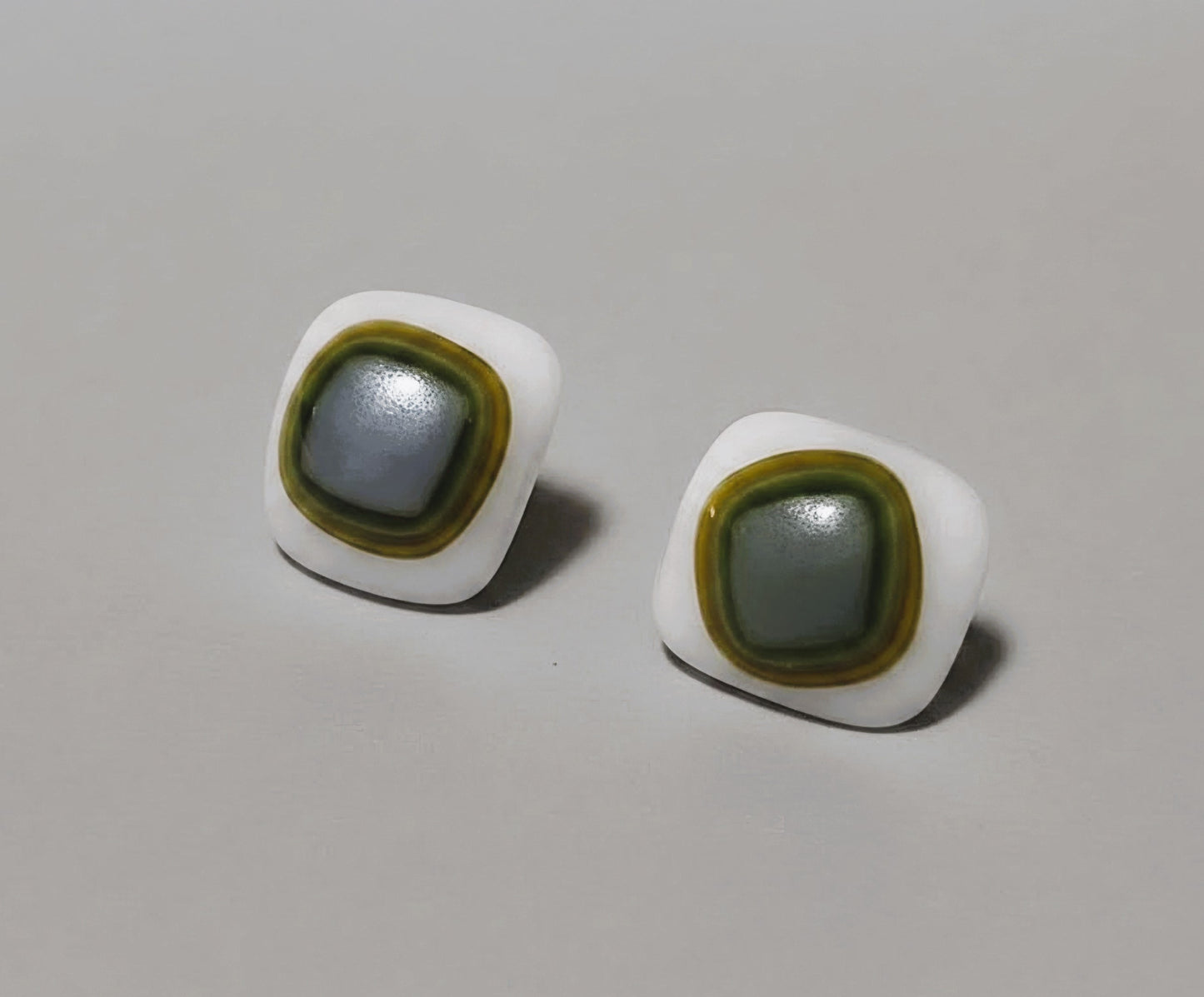 "Tree rings" fused glass earrings