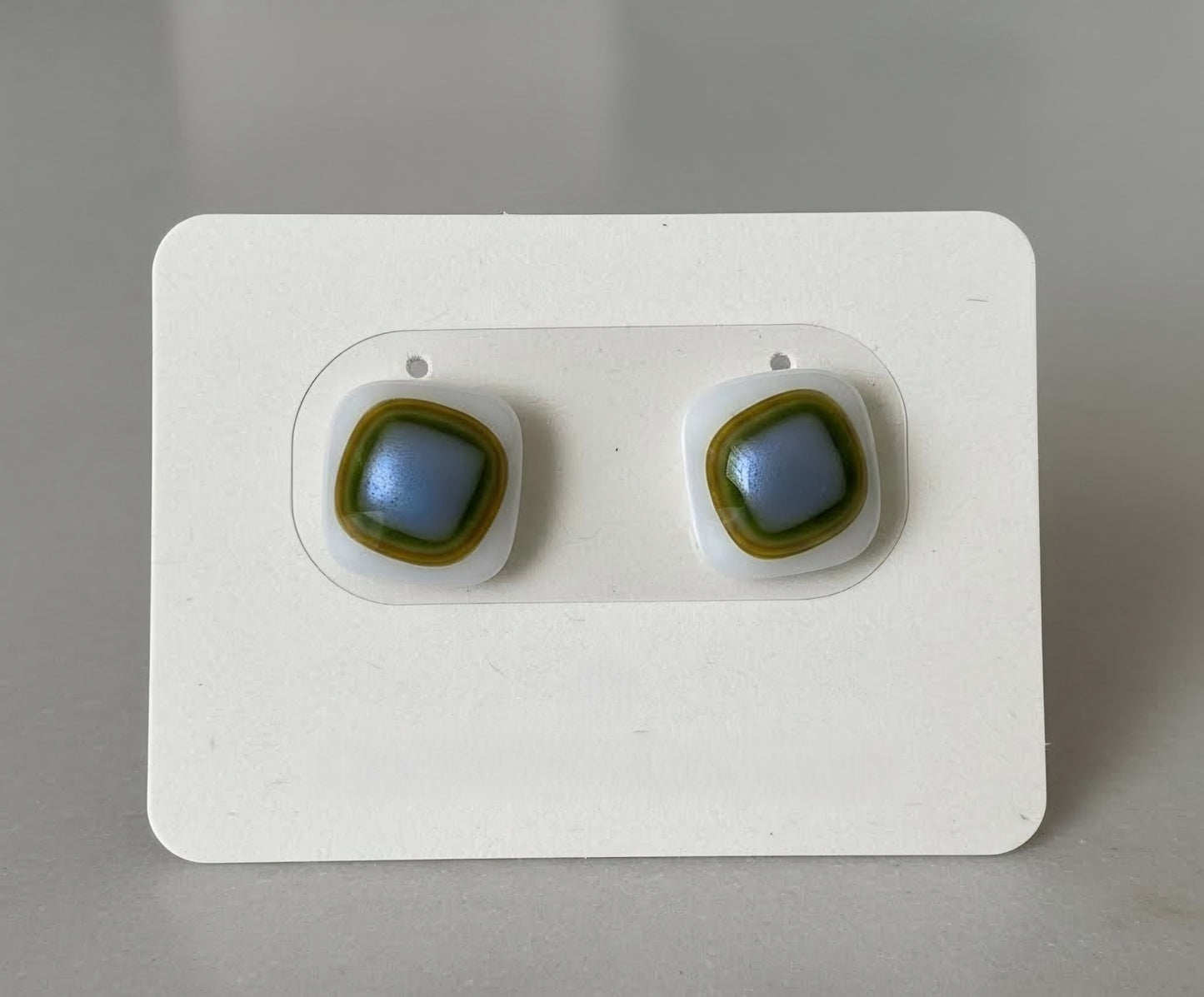 "Tree rings" fused glass earrings